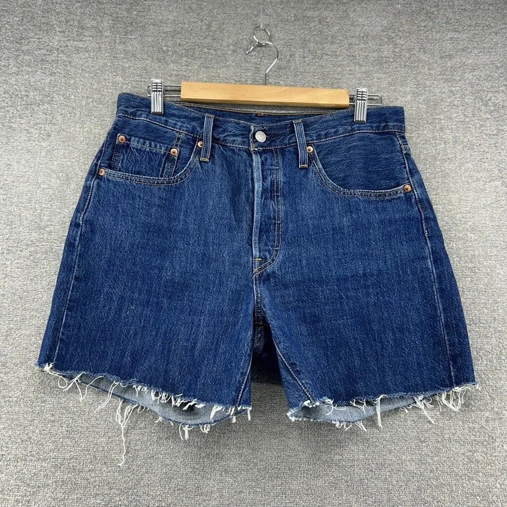 Levis 501 Cut Off Shorts Women Size 30 Blue Denim Classic Summer Bohemian